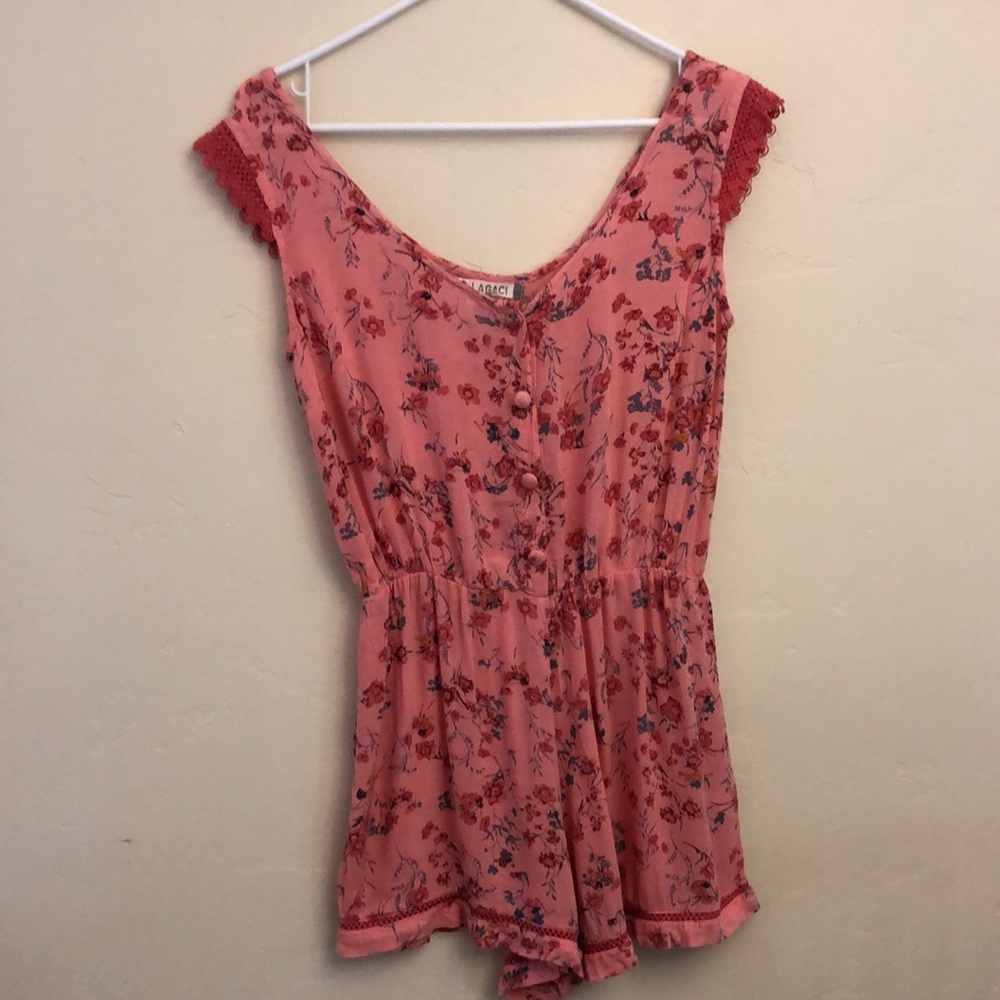 Lagaci Pink Floral Short Jumper Size Medium